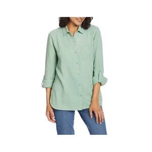 Anne Klein Women's Sage Green Cotton Gauze Button Down Shirt NEW NWOT